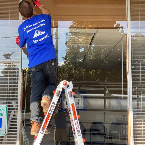 A team member installing a new window.